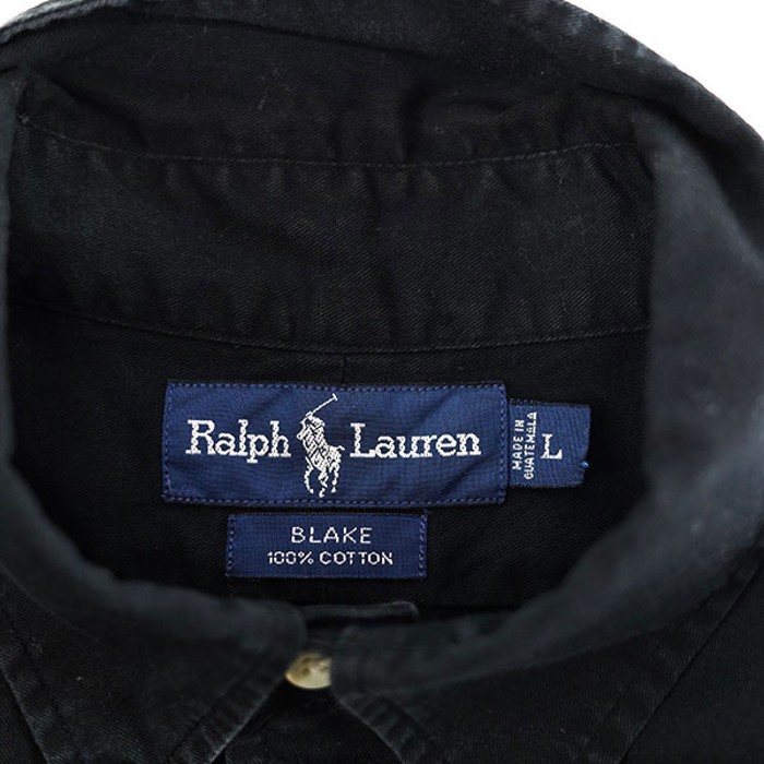 90s Ralph Lauren Black Cotton BD Shirt Size L | Vintage.City 古着屋、古着コーデ情報を発信