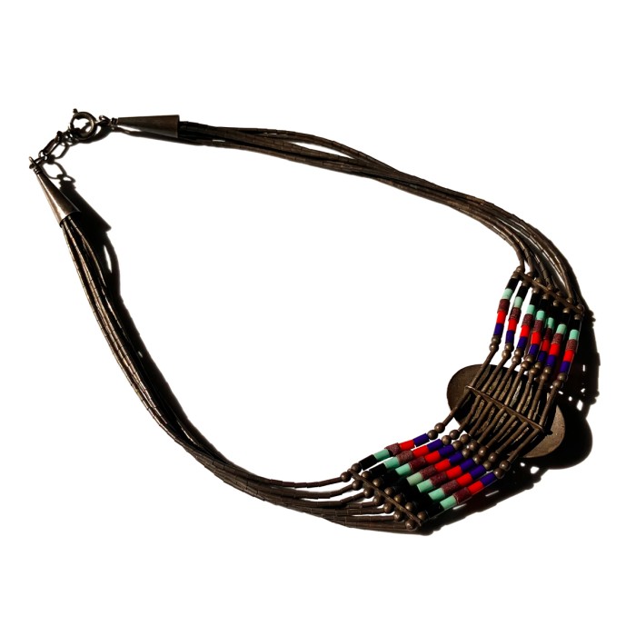 Vintage Indian Jewelry Navajo Liquid Silver × Color Stones Choker | Vintage.City 古着屋、古着コーデ情報を発信