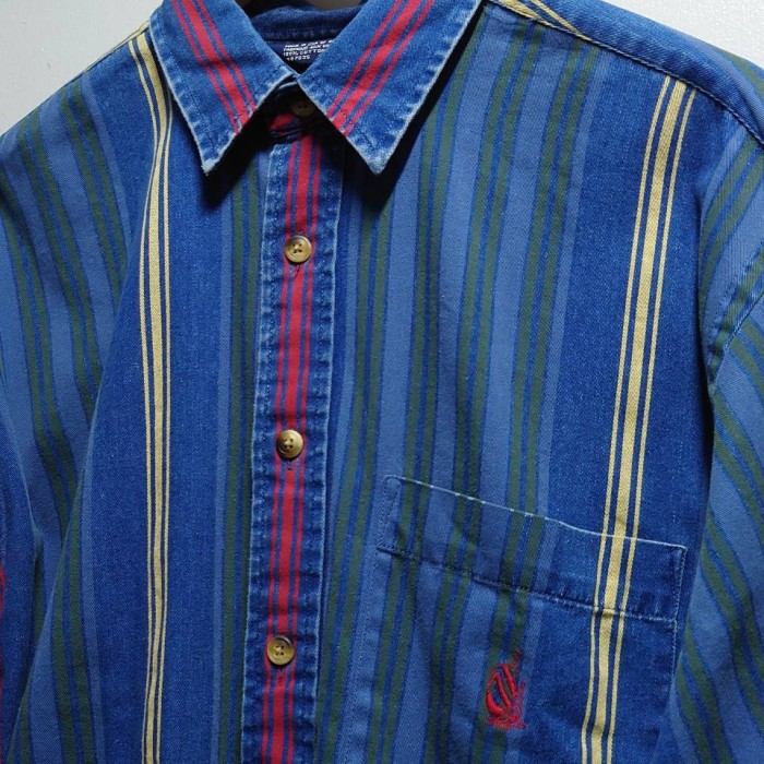 90’s nautica USA製 ワンポイント マルチ ストライプ シャツ | Vintage.City 빈티지숍, 빈티지 코디 정보