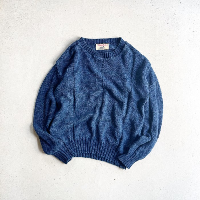 1990s Winona Knits Indigo Cotton Knit MADE IN USA (MADE IN MINNESONTA)【M】 | Vintage.City 古着屋、古着コーデ情報を発信