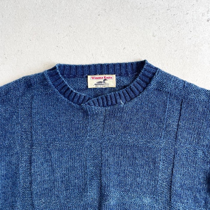 1990s Winona Knits Indigo Cotton Knit MADE IN USA (MADE IN MINNESONTA)【M】 | Vintage.City 빈티지숍, 빈티지 코디 정보