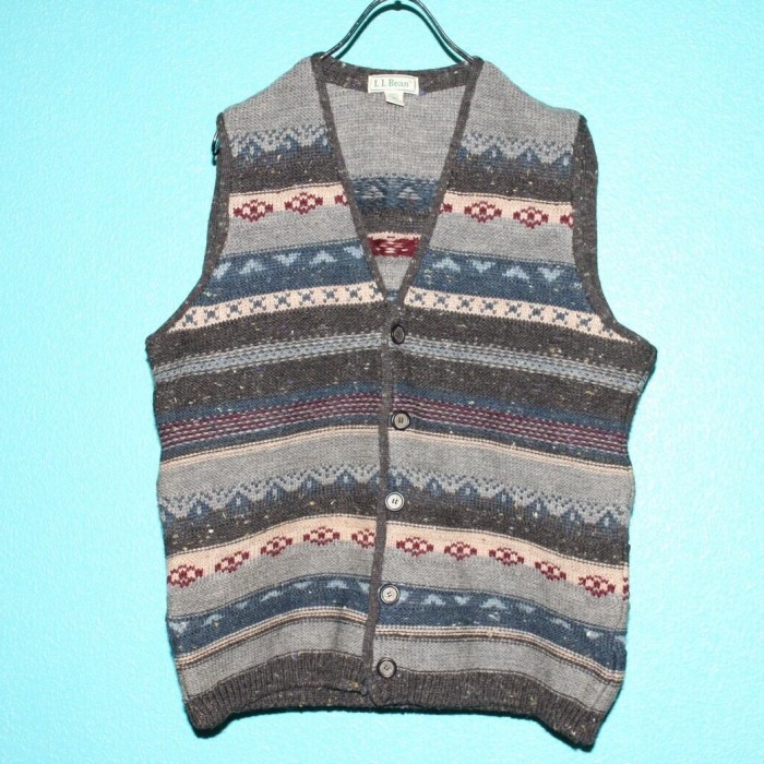 80s L.L.Bean Native Pattern Wool Knit Vest | Vintage.City 빈티지숍, 빈티지 코디 정보