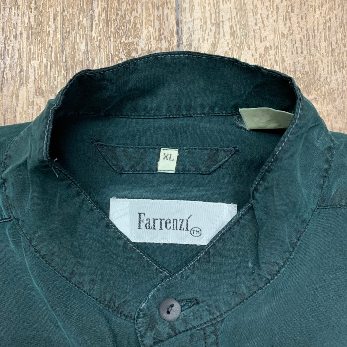 FARRENZI シルク100% 長袖 バンドカラーシャツ ブラック | Vintage.City 빈티지숍, 빈티지 코디 정보