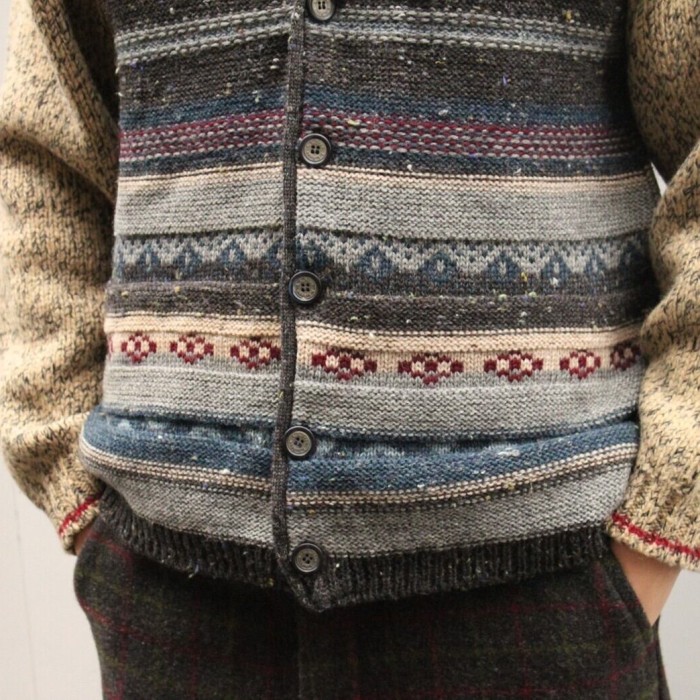 80s L.L.Bean Native Pattern Wool Knit Vest | Vintage.City 古着屋、古着コーデ情報を発信