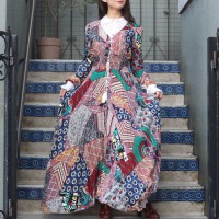 USA VINTAGE PATTERNED DESIGN LONG ONE PIECE/アメリカ古着柄デザインロングワンピース | Vintage.City ヴィンテージ 古着