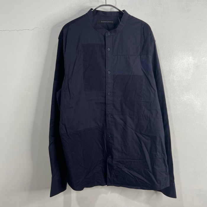 『送料無料』SEANJOHN バンドカラーパッチワークシャツ ネイビー 2XL | Vintage.City 빈티지숍, 빈티지 코디 정보