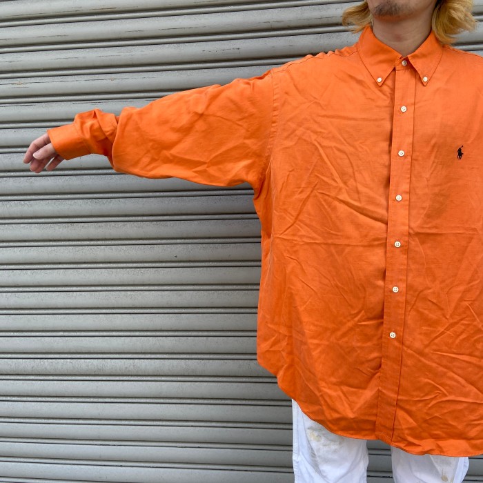 『送料無料』90s Ralph Lauren BLAKE ボタンダウンシャツ オレンジ XL | Vintage.City 古着屋、古着コーデ情報を発信