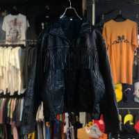 old zip up fringe leather jacket | Vintage.City ヴィンテージ 古着