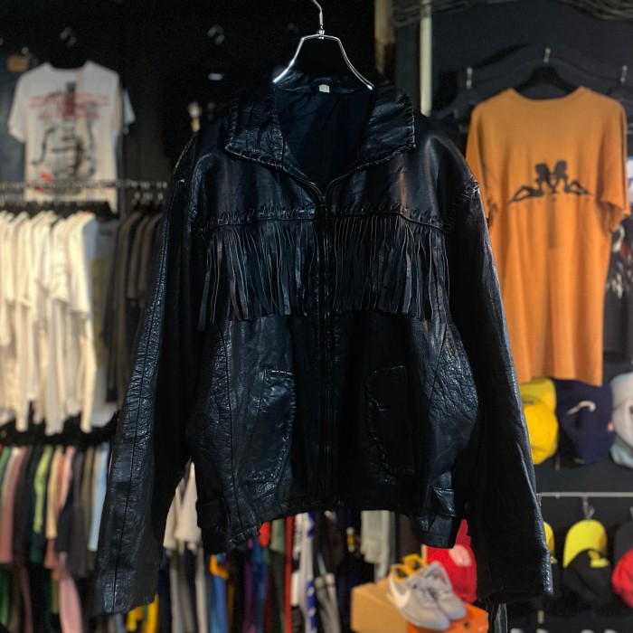 old zip up fringe leather jacket | Vintage.City 古着屋、古着コーデ情報を発信