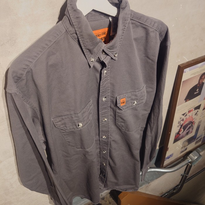 wrangler FR RIGGS WORKWEAR 長袖　ワークシャツ　ロガーシャツ　Lサイズ | Vintage.City 빈티지숍, 빈티지 코디 정보