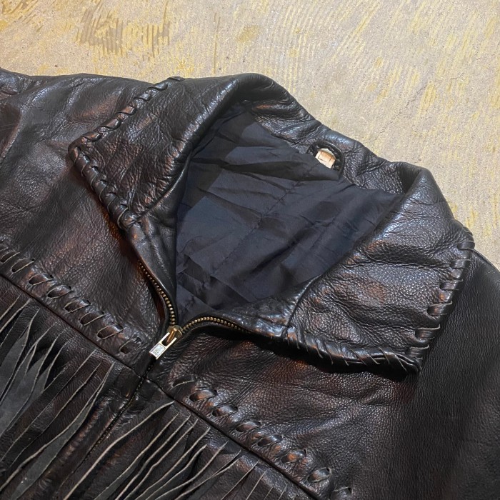 old zip up fringe leather jacket | Vintage.City 빈티지숍, 빈티지 코디 정보