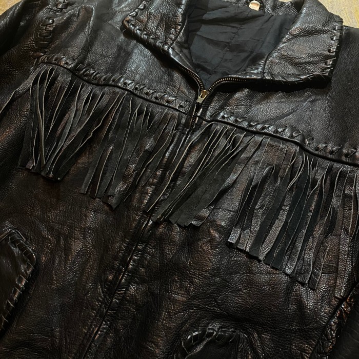 old zip up fringe leather jacket | Vintage.City 빈티지숍, 빈티지 코디 정보