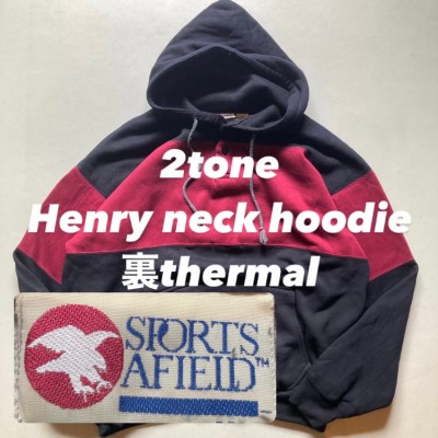sports afield 2tone Henry neck hoodie thermal 2トーンボーダー ヘンリーネックフーディー 裏サーマル | Vintage.City 古着屋、古着コーデ情報を発信