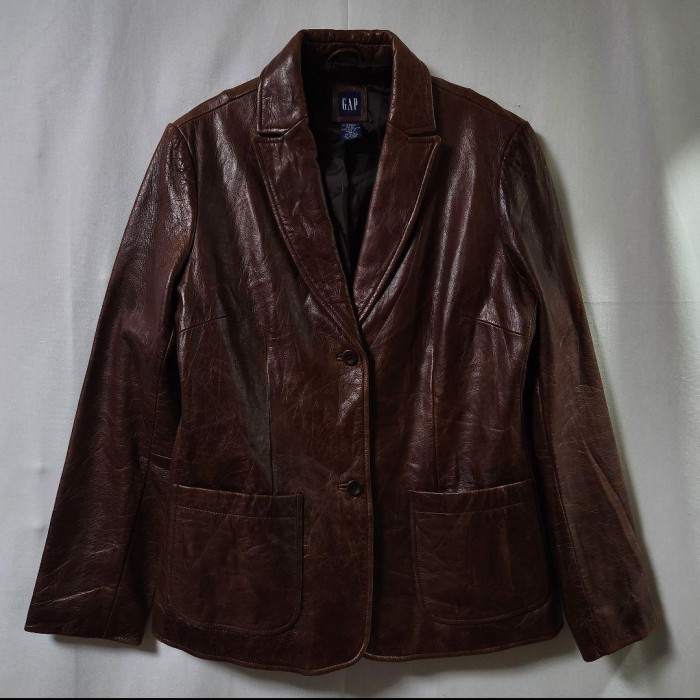 OLD GAP ギャップ　羊革　ラムレザー　テーラードジャケット　革ジャン　ブラウン　M | Vintage.City 古着屋、古着コーデ情報を発信