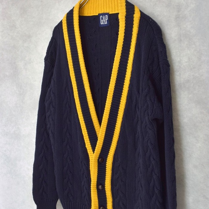 90s " GAP " cotton cable knit cardigan | Vintage.City 古着屋、古着コーデ情報を発信