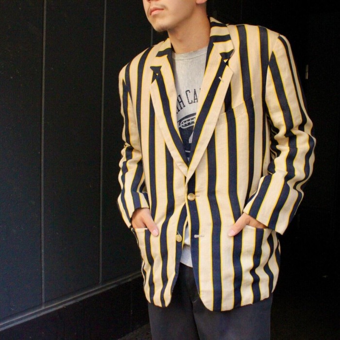 1990 COMME des GARCONS HOMME PLUS Striped Pattern Blazer "Archive" | Vintage.City 古着屋、古着コーデ情報を発信