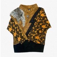 Crazy Pattern Knit  ニット　ファー　キラキラ　蛇柄　オレンジ　ブラック | Vintage.City 古着屋、古着コーデ情報を発信