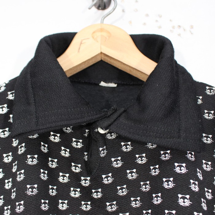 USA VINTAGE CAT PATTERNED DESIGN SWEAT POLO SHIRT/アメリカ古着にゃんこ柄スウェットポロシャツ | Vintage.City 古着屋、古着コーデ情報を発信