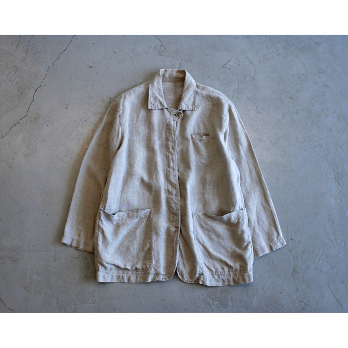 Flyfront Linen Vintage Jacket | Vintage.City 古着屋、古着コーデ情報を発信