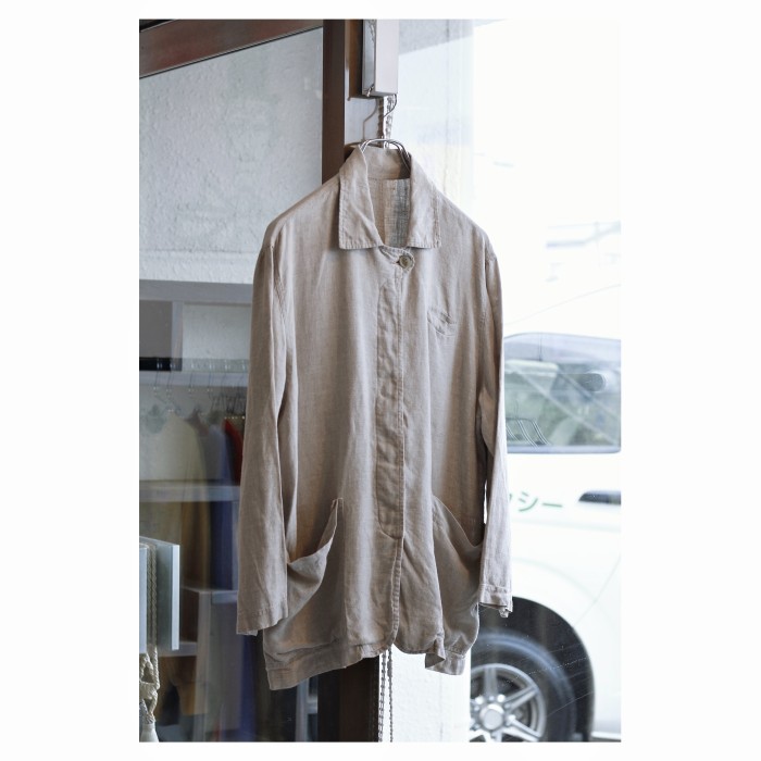 Flyfront Linen Vintage Jacket | Vintage.City 古着屋、古着コーデ情報を発信