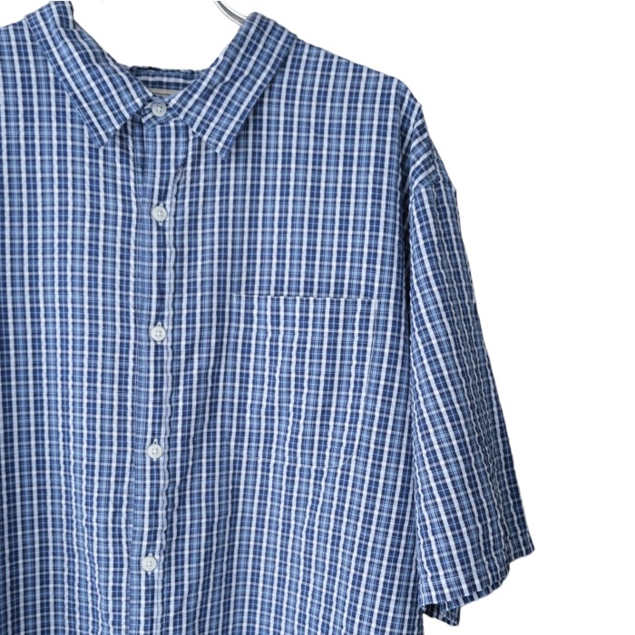 00s L.L.Bean Blue Seersucker Check Shirt | Vintage.City 古着屋、古着コーデ情報を発信