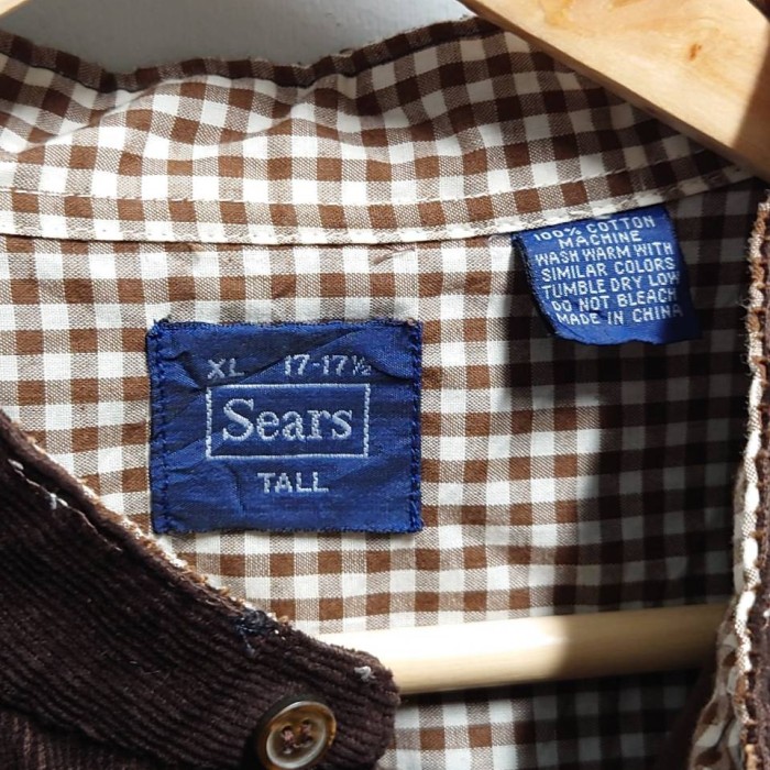 80’s Sears バンドカラー コーデュロイ ワーク シャツ ダークブラウン | Vintage.City 古着屋、古着コーデ情報を発信