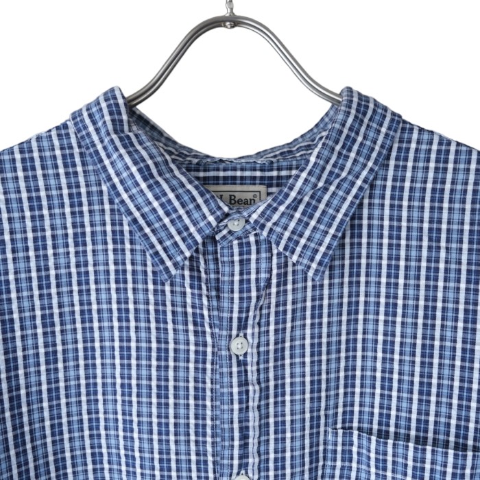 00s L.L.Bean Blue Seersucker Check Shirt | Vintage.City 古着屋、古着コーデ情報を発信