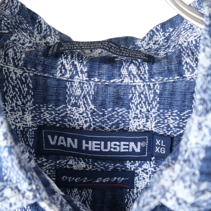 90s VAN HEUSEN Linen Blue Check Shirt | Vintage.City 빈티지숍, 빈티지 코디 정보