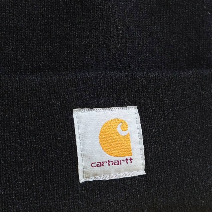 carhartt カナダ製 ロゴ パッチ アクリル ニット キャップ ブラック | Vintage.City 古着屋、古着コーデ情報を発信