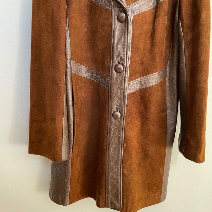 Euro 70s Nubuck Leather Switching Coat | Vintage.City 古着屋、古着コーデ情報を発信