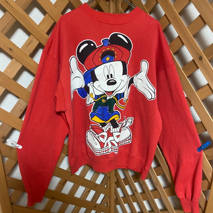 Disney ディズニー　スウェット　赤　ミッキーマウス　ラッパー ストリート | Vintage.City 古着屋、古着コーデ情報を発信