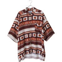 80s CAFE Brown Pattern Shirt | Vintage.City 빈티지숍, 빈티지 코디 정보