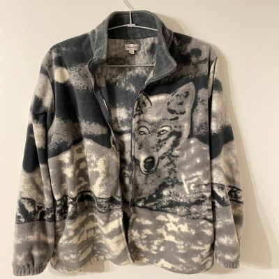 Grey wolf zip-up fleece jacket🐺🌪️ | Vintage.City 古着屋、古着コーデ情報を発信