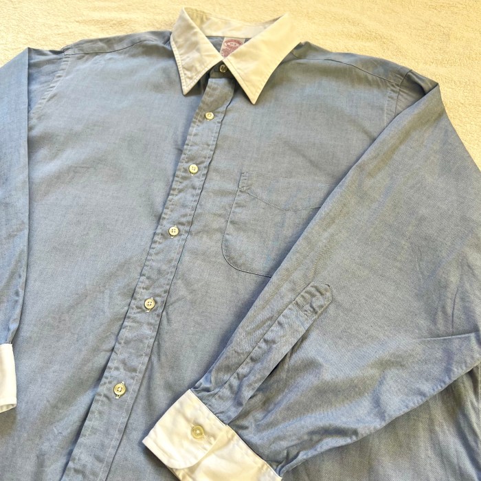 Brooks Brothers USA製 ブルックスブラザーズ クリレック 無地 長袖 シャツ ブルー 17 XL | Vintage.City 古着屋、古着コーデ情報を発信