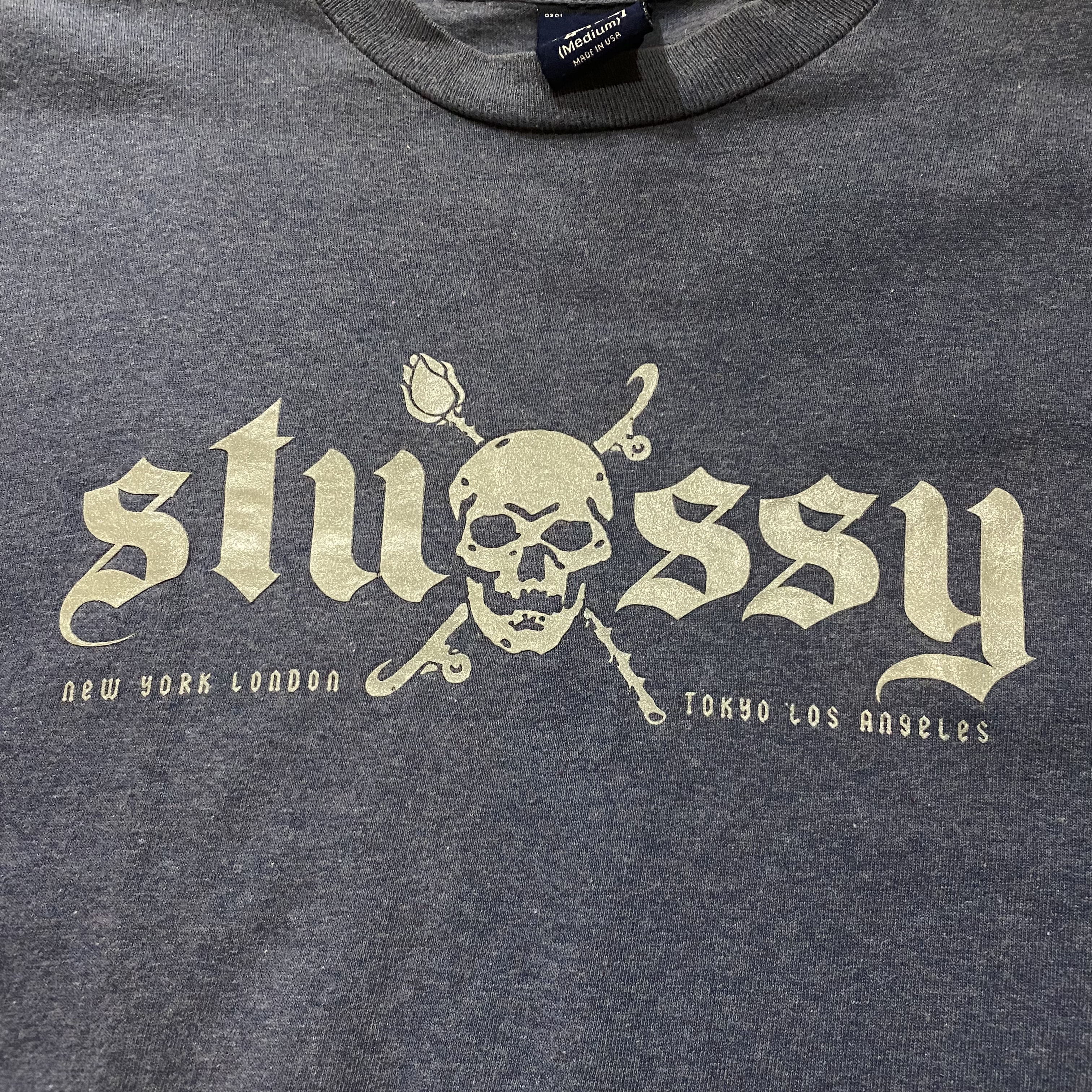 90-00s old stussy skull tee