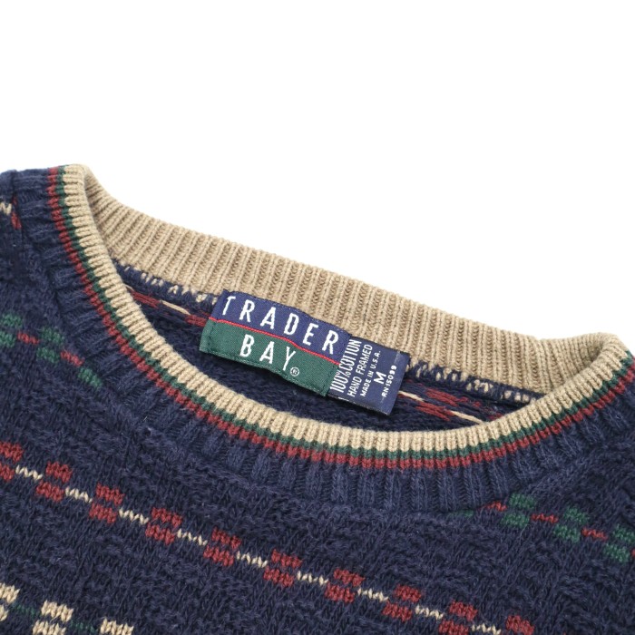 USED 90s TRADER BAY Cotton knit sweater | Vintage.City 古着屋、古着コーデ情報を発信
