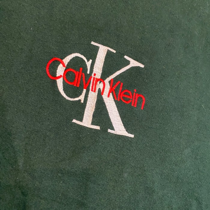 ビンテージ 90年代 カルバンクライン ロゴ刺繍 スウェット XL グリーン ...