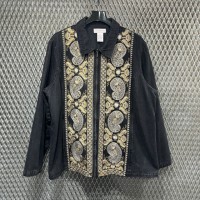 Embroidery Black Denim Jacket | Vintage.City 빈티지숍, 빈티지 코디 정보