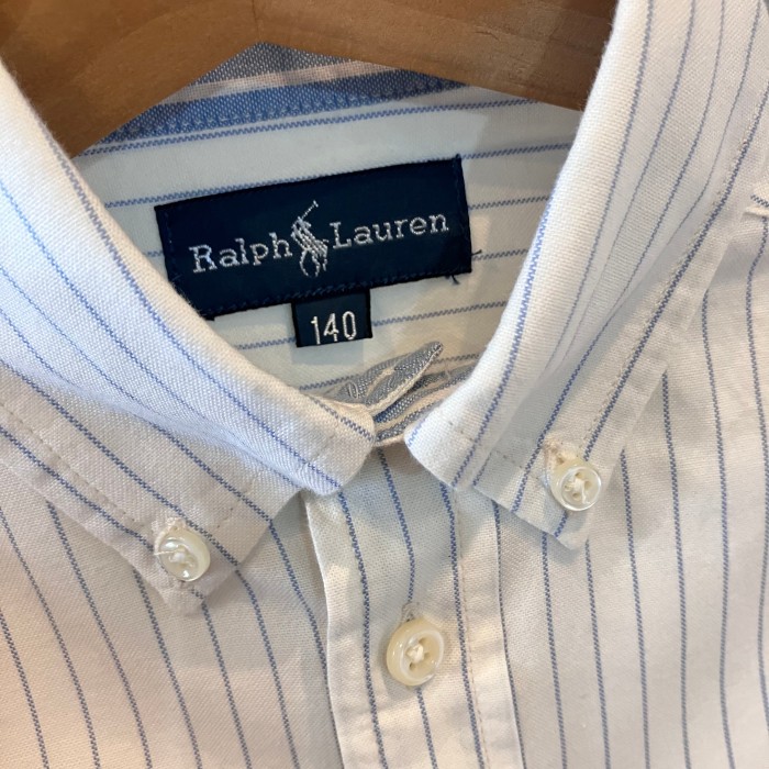 Ralph Lauren ラルフローレン BDシャツ ストライプ オフホワイト × ライトブルー 140cm | Vintage.City 古着屋、古着コーデ情報を発信