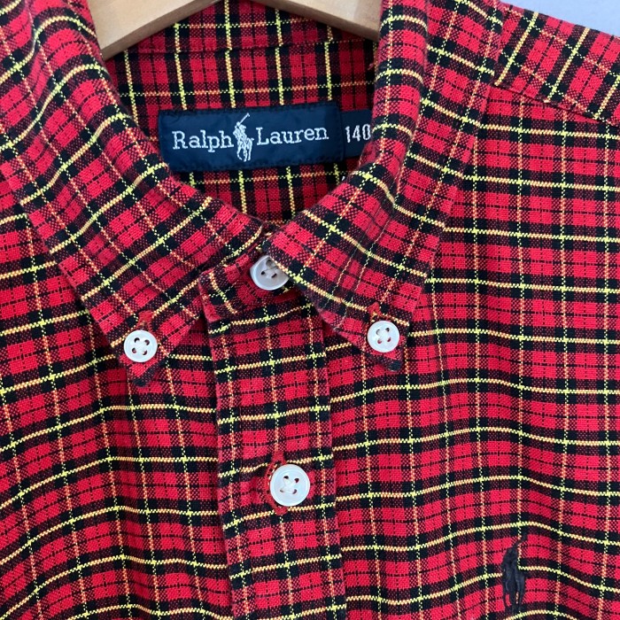 Ralph Lauren ラルフローレン チェックシャツ BDシャツ 赤 × 黒 × 黄 140cm | Vintage.City 古着屋、古着コーデ情報を発信