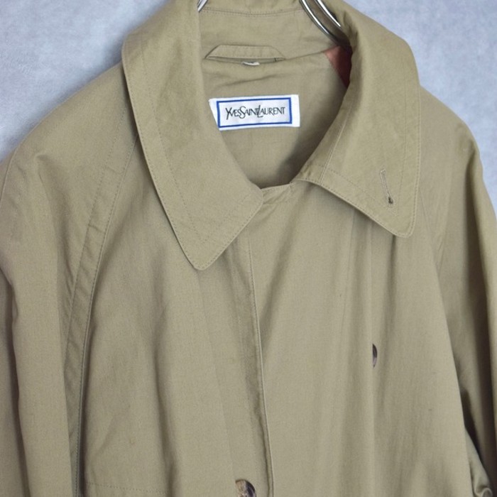 old " yves saint laurent " 100% cotton trench coat | Vintage.City 古着屋、古着コーデ情報を発信