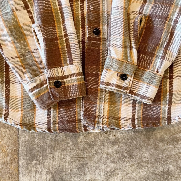 80's fivebrother cream×brown flannel shirt | Vintage.City 빈티지숍, 빈티지 코디 정보