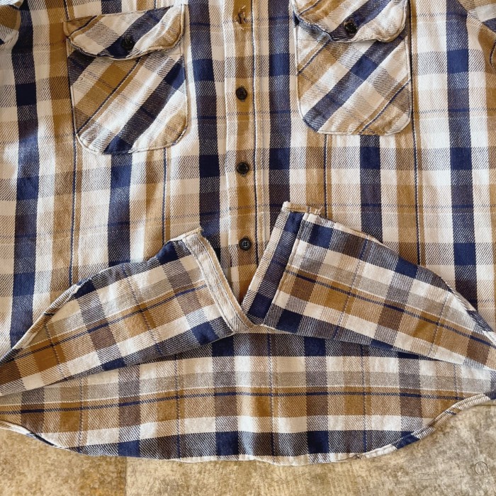 80's fivebrother ivory×navy flannel shirt | Vintage.City 빈티지숍, 빈티지 코디 정보