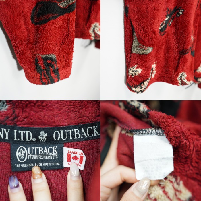 *SPECIAL ITEM* USA VINTAGE OUTBACK TRADING COMPANY WESTERN BOOTS PATTERNED FLEECE ZIP UP/アメリカ古着ウエスタンブーツ柄フリースジップアップ(ジャケット) | Vintage.City 古着屋、古着コーデ情報を発信