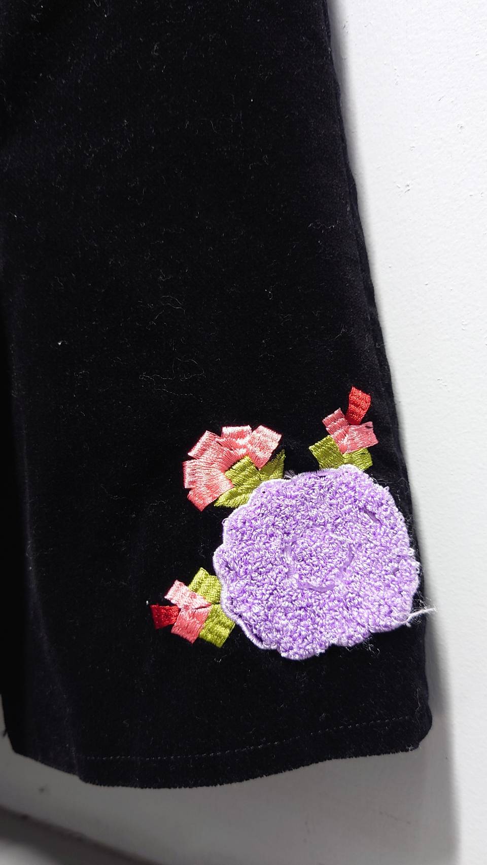MOSCHINO JEANS イタリア製 花柄 刺繍 ベロア スカート ブラック