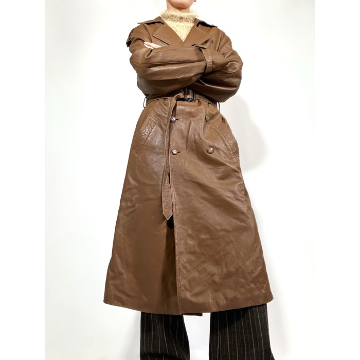 【M.I.C CUIR】vintage long leather coat      レザーコート ロングコート | Vintage.City 빈티지숍, 빈티지 코디 정보