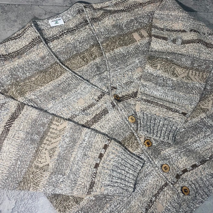 wood buttons knit cardigan | Vintage.City 古着屋、古着コーデ情報を発信