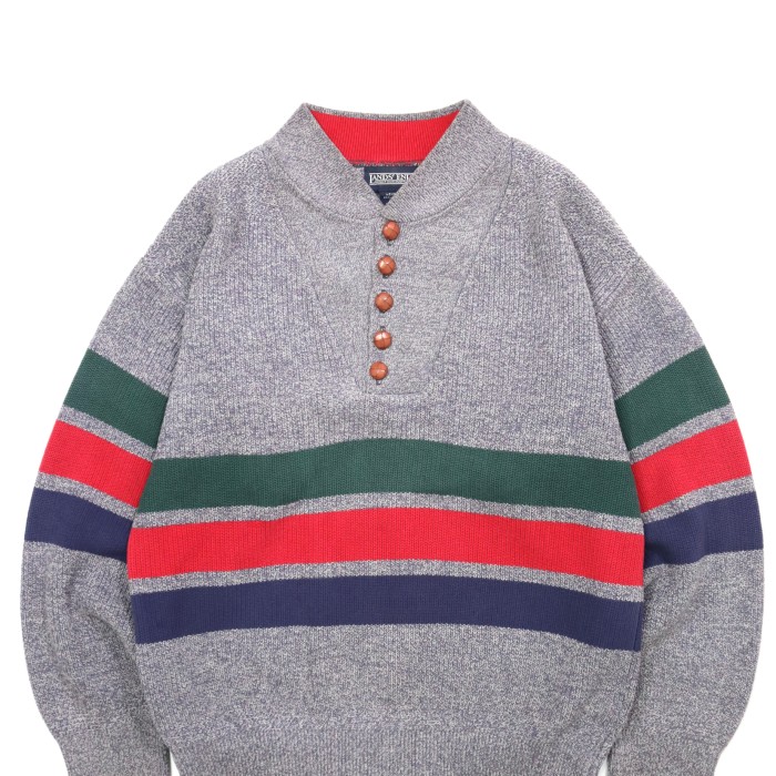 USED 90s LAND’S END Henryneck knit sweater | Vintage.City 古着屋、古着コーデ情報を発信