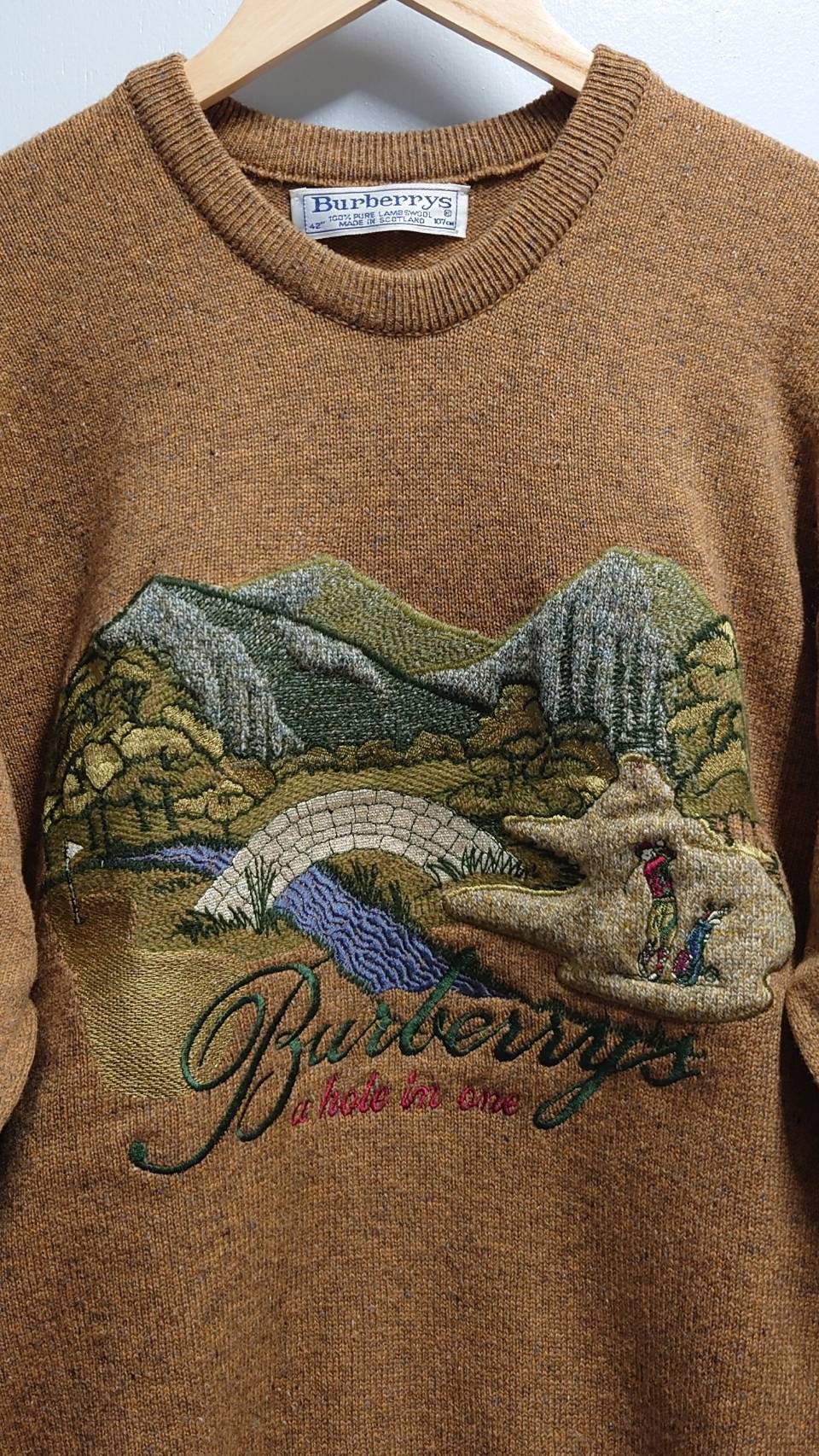 80-90's Burberrys スコットランド製 ウール ニット セーター