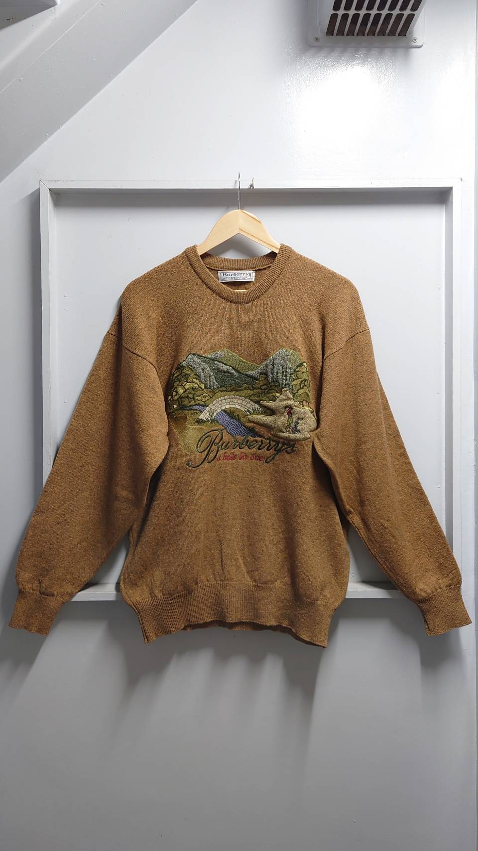 80-90's Burberrys スコットランド製 ウール ニット セーター